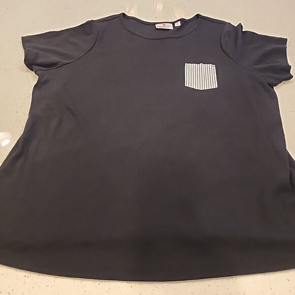 Quacker Factory Black T-shirt 2x Cotton Blend Short Sleeve - Picture 1 of 7